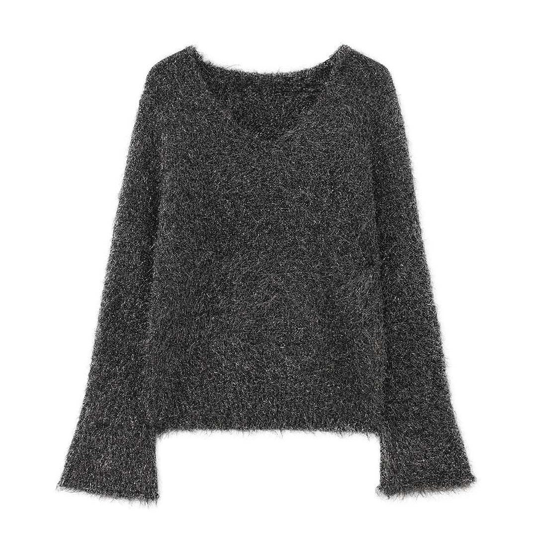 Women's fluffy fine knit sweater with effect yarn and shiny threads Chichicherry
