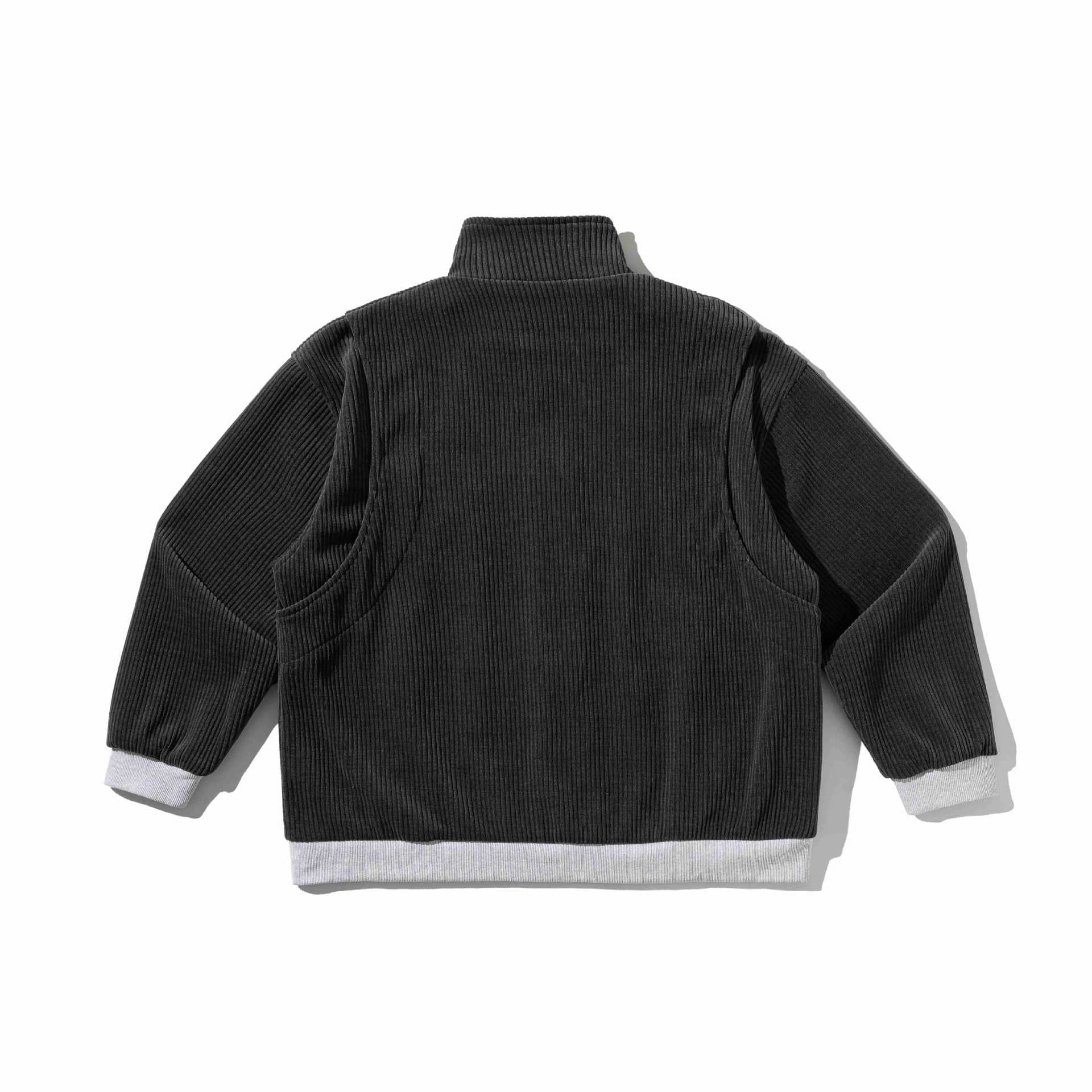 Unisex Short Ribbed Zip Jacket with Stand-up Collar and Contrast Trimmings Chichicherry