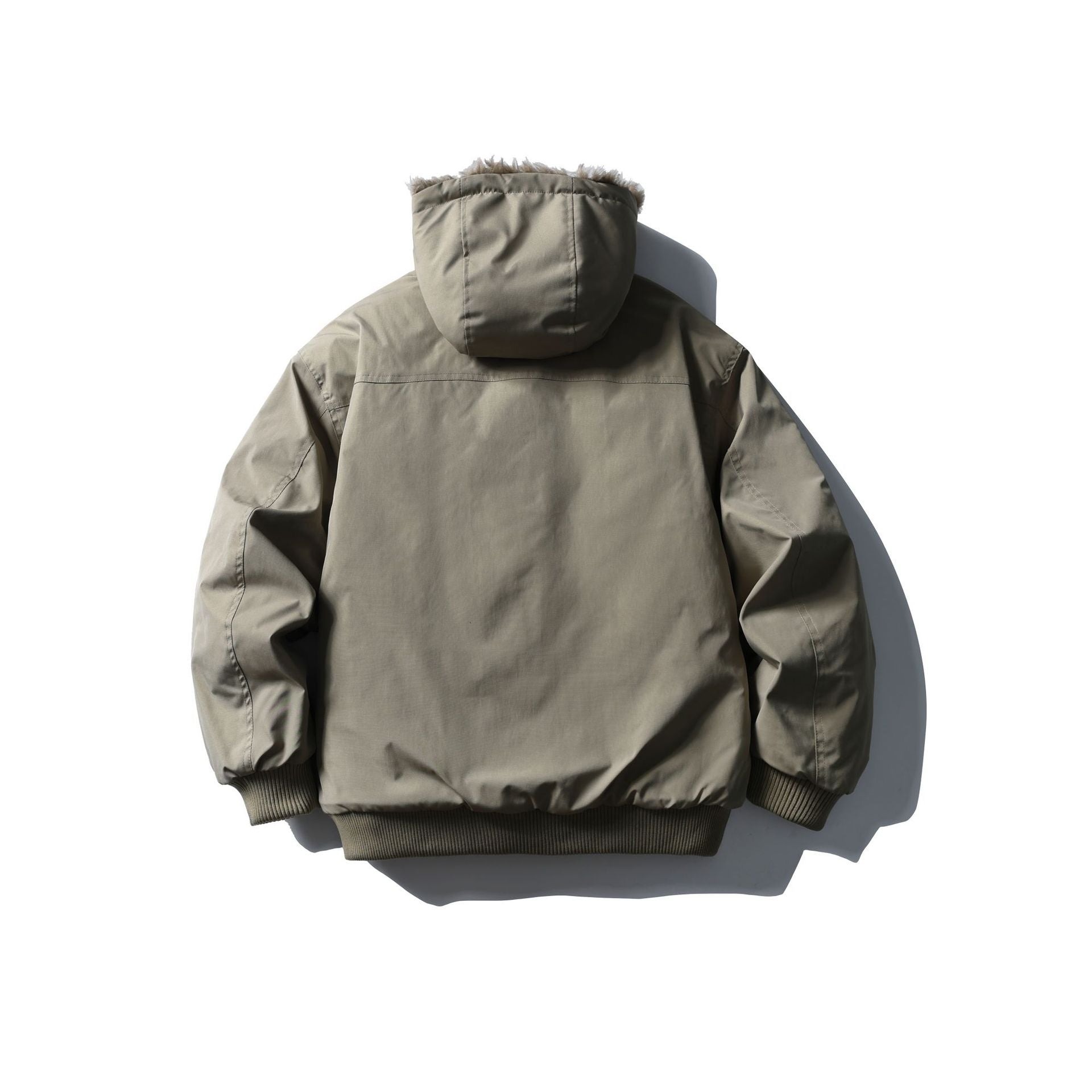Unisex Boxy-padded short jacket with hood and faux fur trim Chichicherry