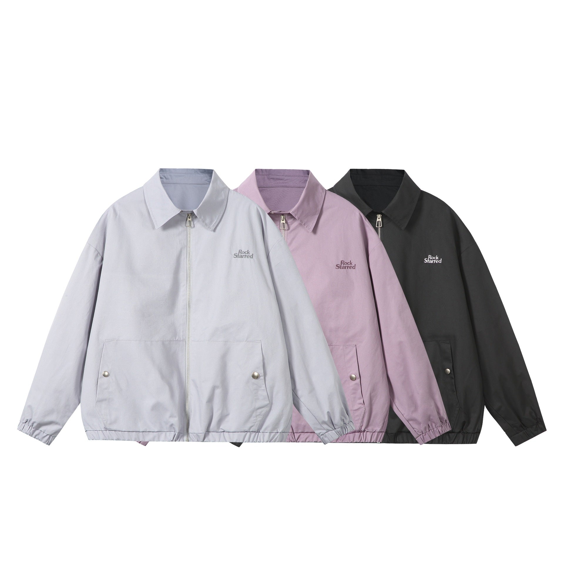 Unisex Lightweight Windbreaker with Shirt Collar, Zipper and Patch Pockets Chichicherry