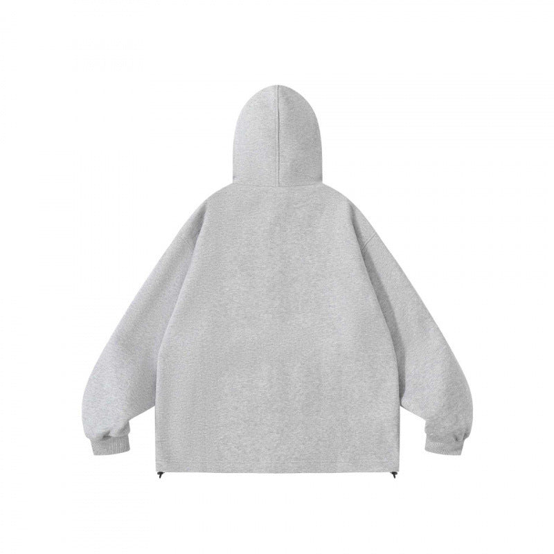 Unisex Oversize Hoodie with checkered lined hood and snap button placket Chichicherry