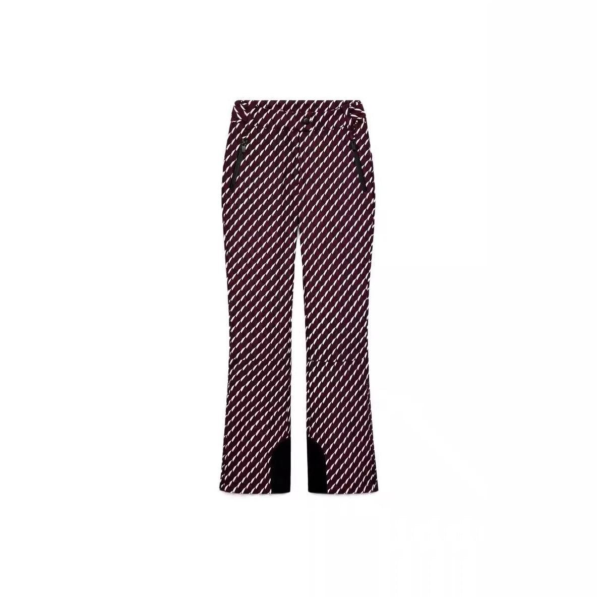 Women's Patterned Stretch Jogging Pants with Flared Leg, Elastic Drawstring Waistband and Zipper Pockets Chichicherry