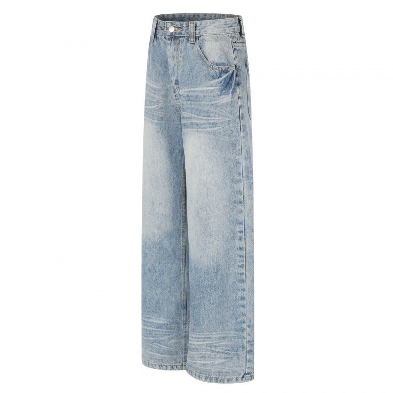 Women's short-cut high-waist culotte jeans with wide leg, retro wash, and soft denim quality Chichicherry