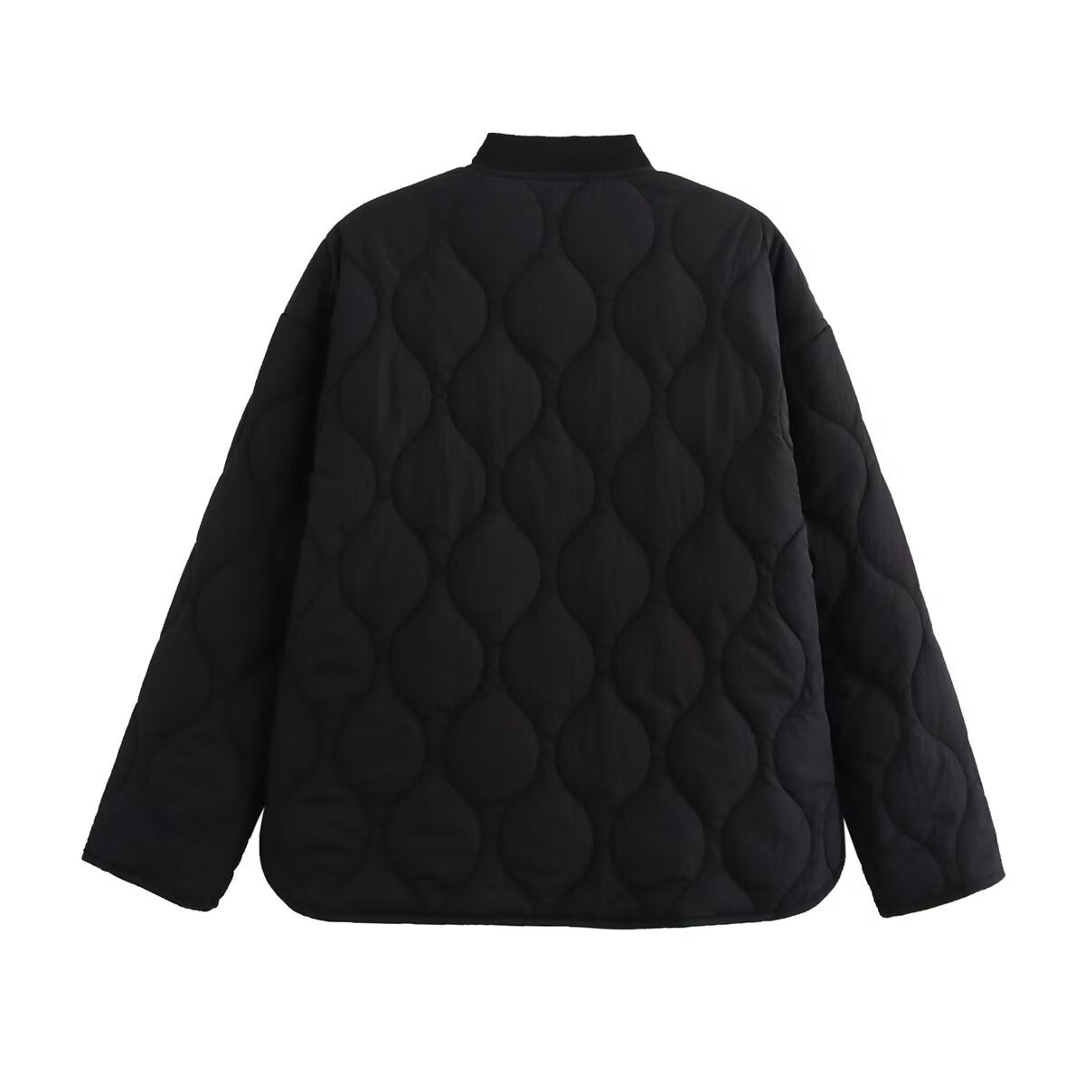 Women's quilted jacket with round neck, flap pockets, and reversible lining Chichicherry
