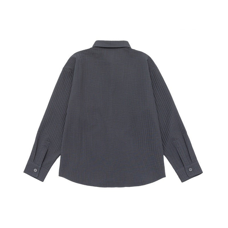 Unisex Textured Oversized Shirt Jacket with Waffle Structure and Chest Pocket Chichicherry