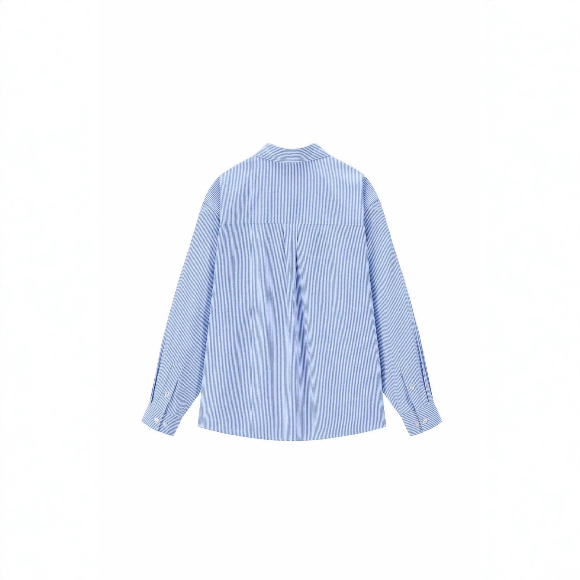 Women’s oversized shirt blouse with fine pinstripes and embroidered bow chest pocket Chichicherry