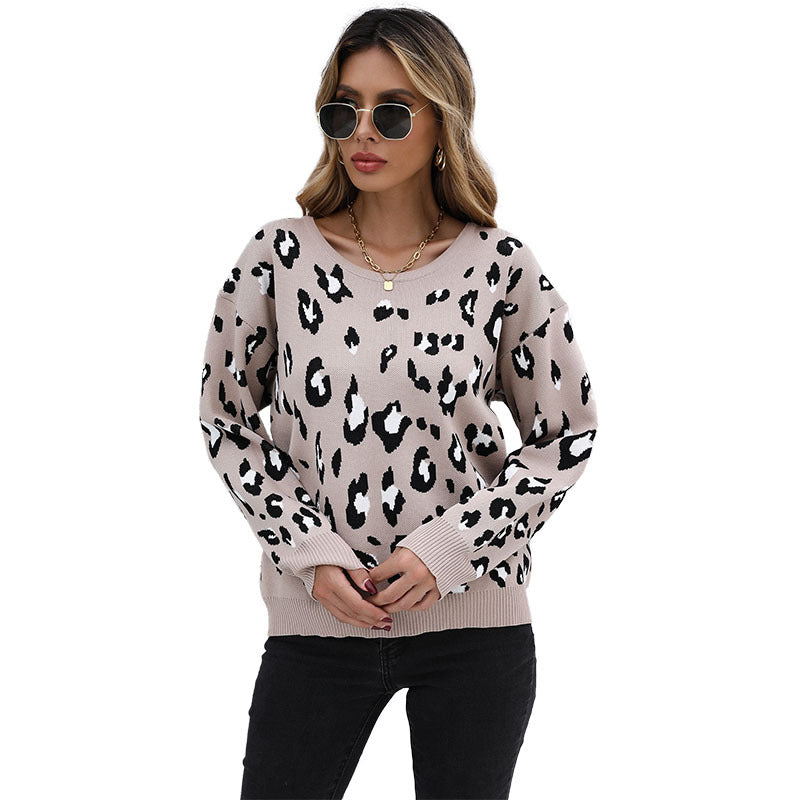 Ladies Oversized Leo Knit Sweater with Round Neck and Dropped Shoulder Chichicherry