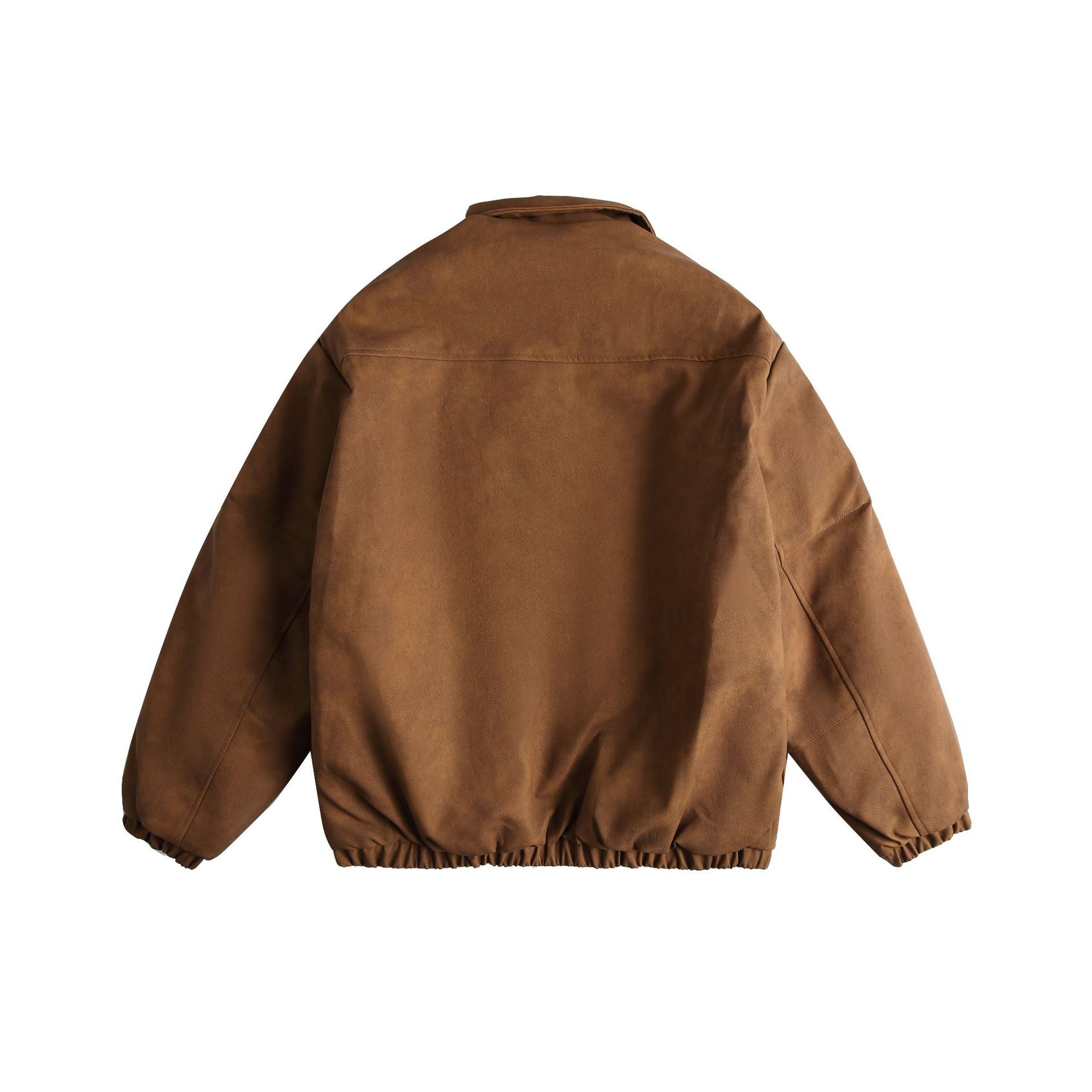 Men's Boxy Suede-Effect Blouson Jacket with Applied Flap Pockets Chichicherry