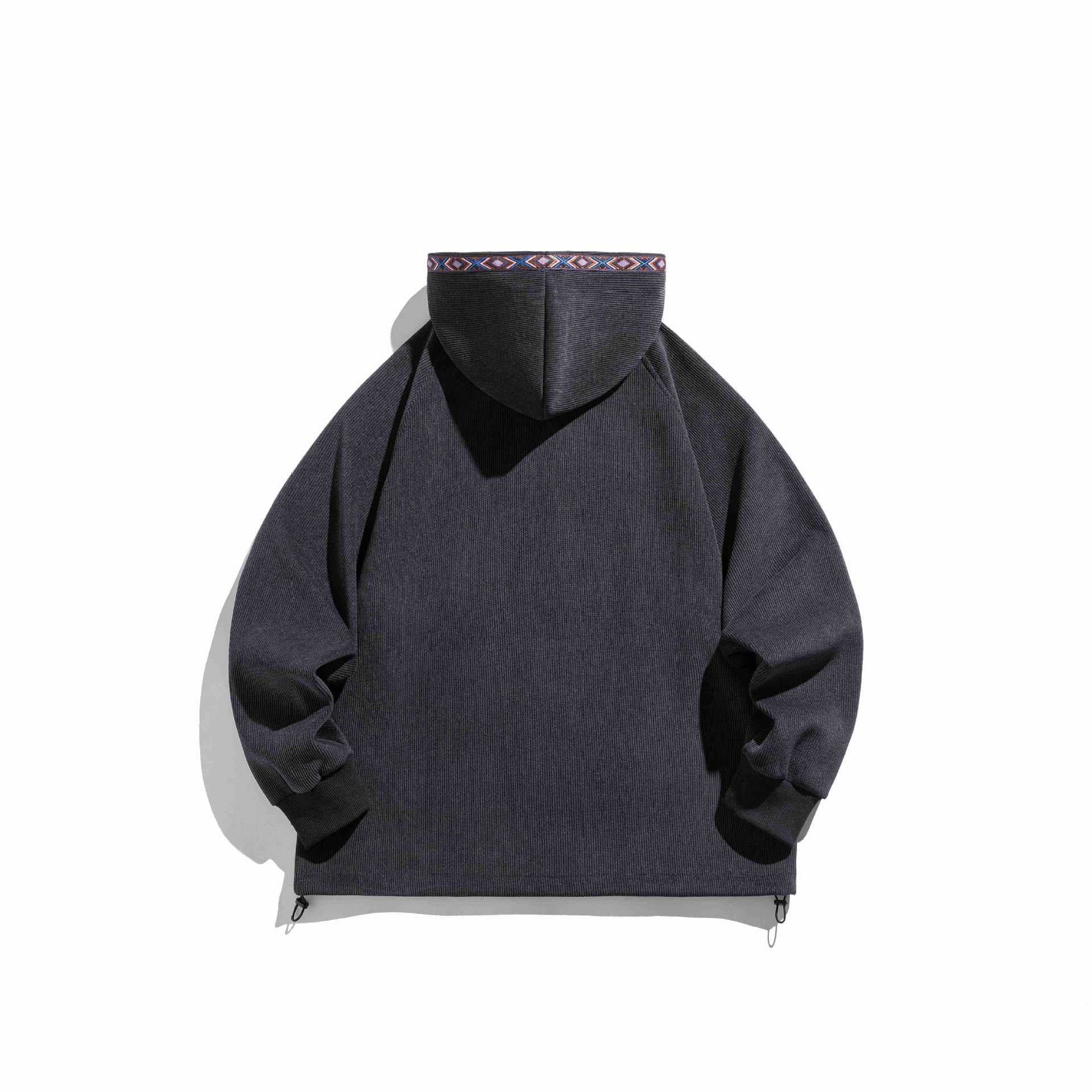 Unisex Oversize Hooded Zip Jacket made of ribbed French Terry with decorative tape Chichicherry