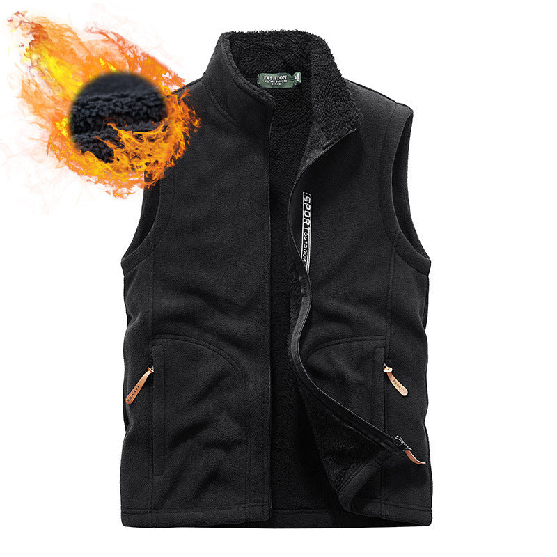 Men's fleece vest with teddy lining, stand-up collar and zip pockets Chichicherry