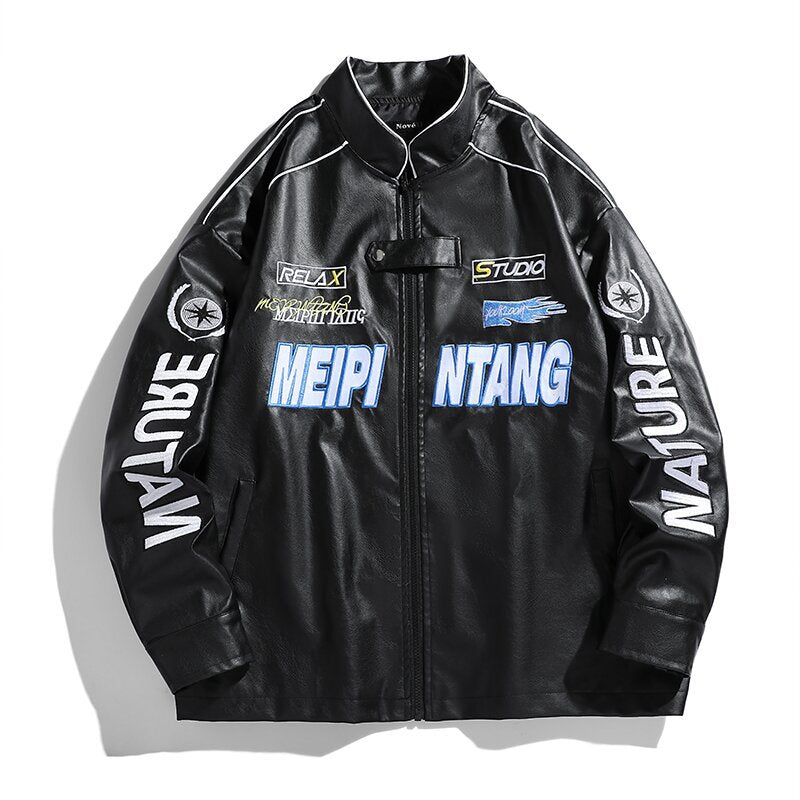 Men's embroidered utility training jacket in racing look with stand-up collar Chichicherry