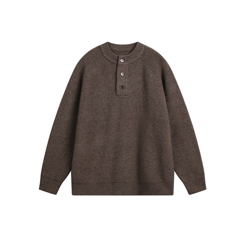 Unisex ribbed sweater with Henley button placket and raglan sleeves Chichicherry