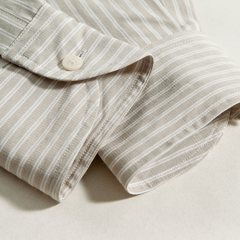 Men's Oversized Striped Shirt with Button Collar and Chest Pocket Chichicherry