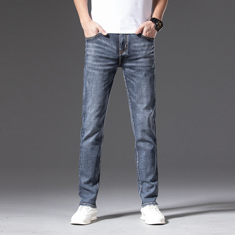 Men's Slim-Straight Stretch Jeans with Light Used Look Chichicherry