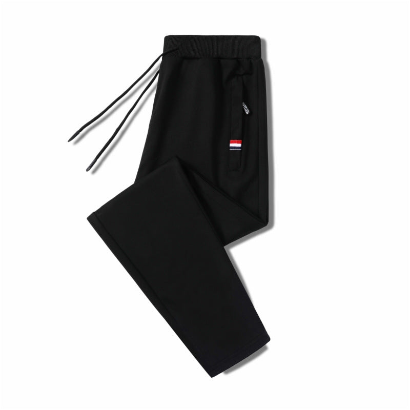 Men's Slim-Fit Jogging Pants with Elastic Ribbed Waistband, Drawstring and Zipper Pockets Chichicherry