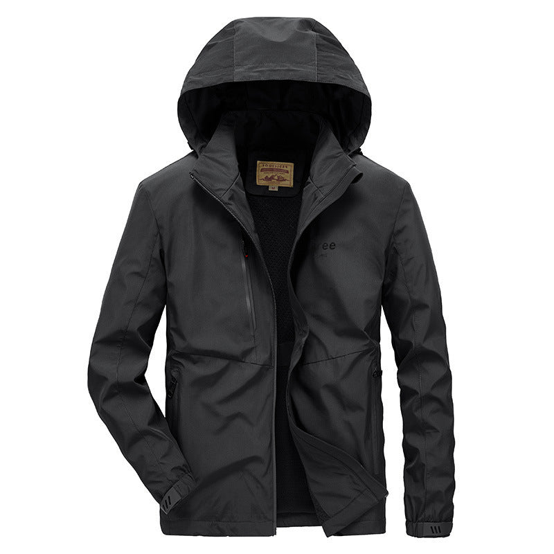 Men's Waterproof Softshell Jacket with Hood and Fleece Lining, Windproof and Breathable Chichicherry