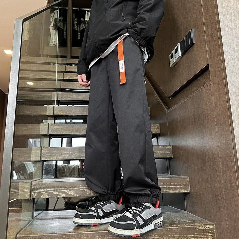 Men's Water-Repellent Tech Jogging Pants with Elastic Hem, Drawstring, and Durable Seams Chichicherry