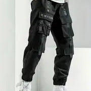 Men's Technical Utility Cargo Pants with Multi-Pockets, Adjustable Waist Straps & Elastic Cuffs Chichicherry
