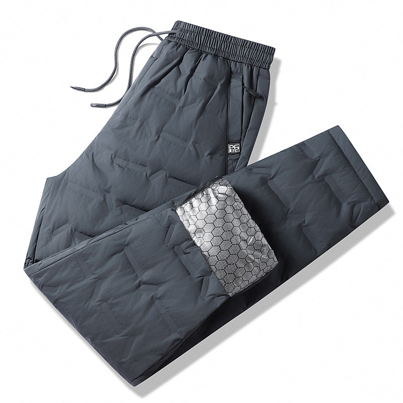 Men's Padded Thermal Pants with Quilting, Elastic Waistband and Zipper Pockets Chichicherry