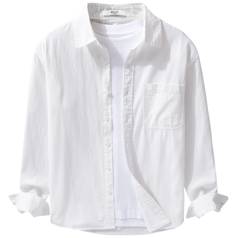 Men's Relaxed-Fit Structured Overshirt with Kent Collar and Chest Pocket Chichicherry
