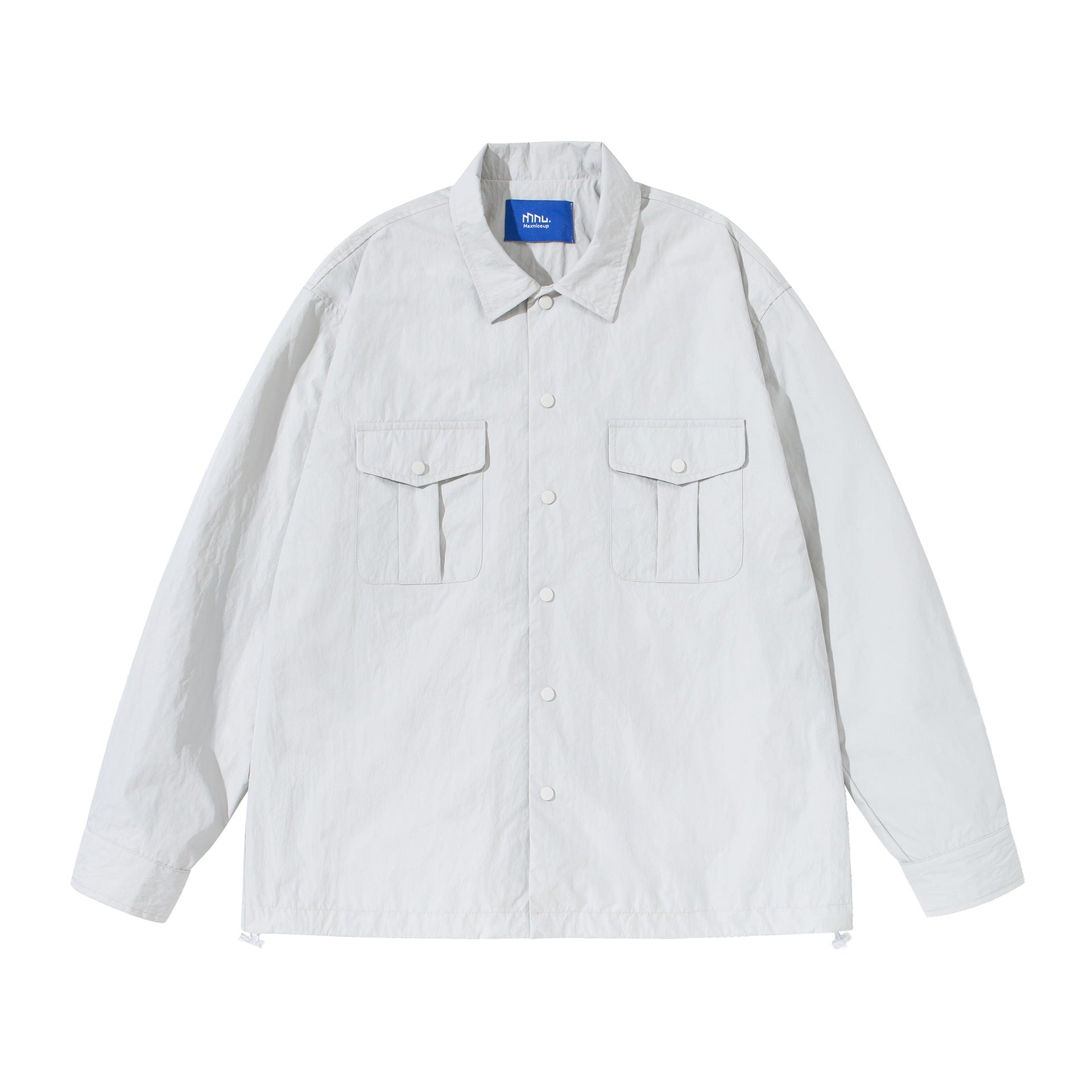 Unisex Oversize shirt jacket with snap button placket and flap pockets Chichicherry
