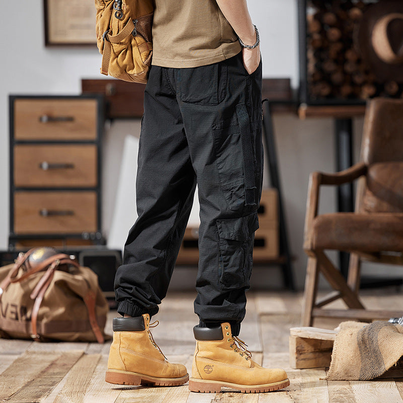 Men's multi-pocket cargo pants with zip pockets and elastic ankle cuffs Chichicherry