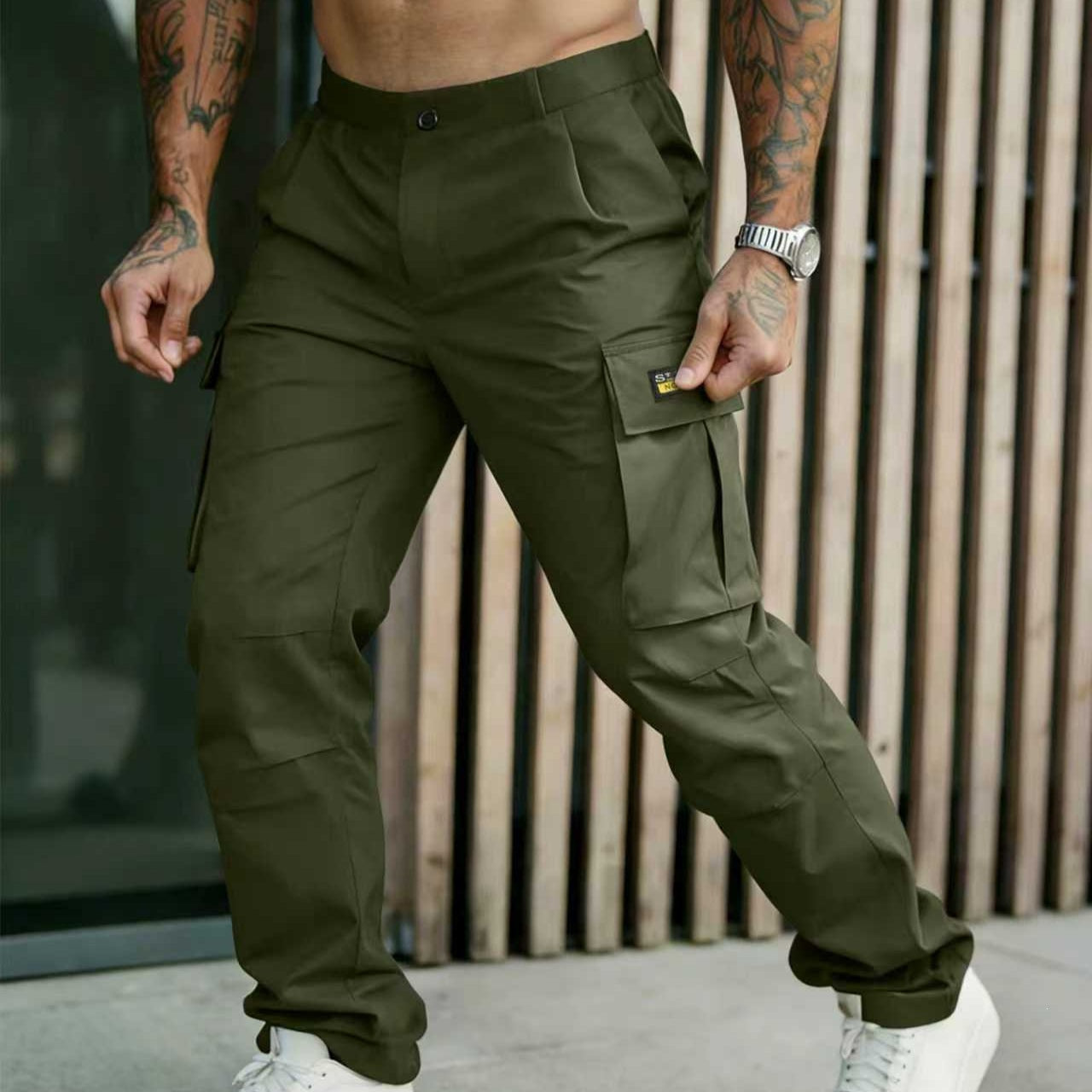 Men's cargo pants with tapered leg and multifunctional pockets Chichicherry