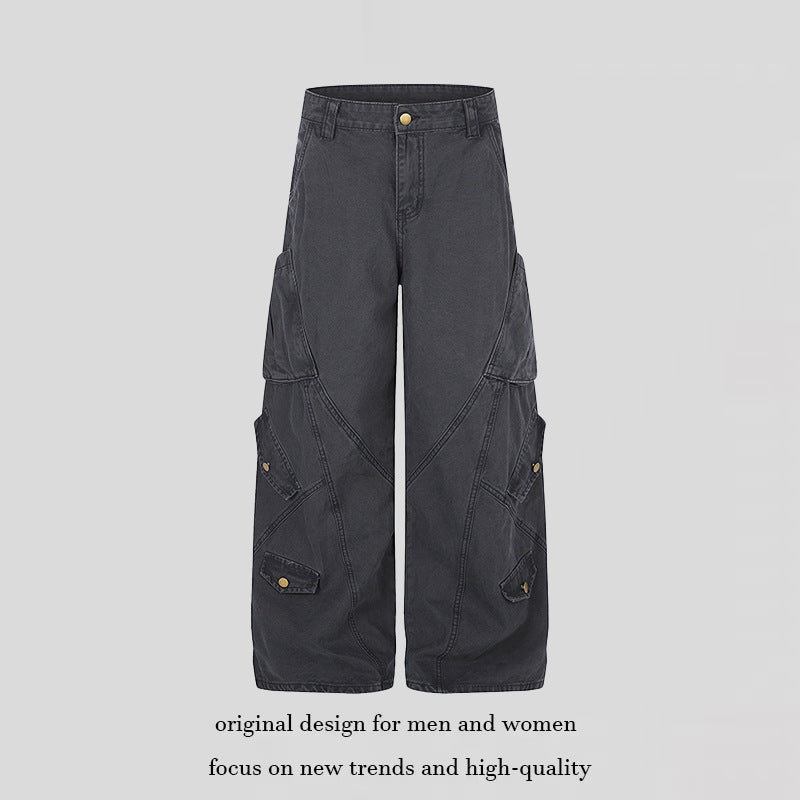 Women Wide High-Waist Cargo Culotte Pants with Multi-Pockets Chichicherry
