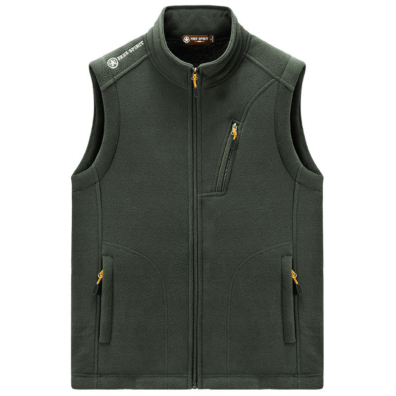 Men's fleece thermal vest with organizer chest pocket and wind-resistant structure Chichicherry