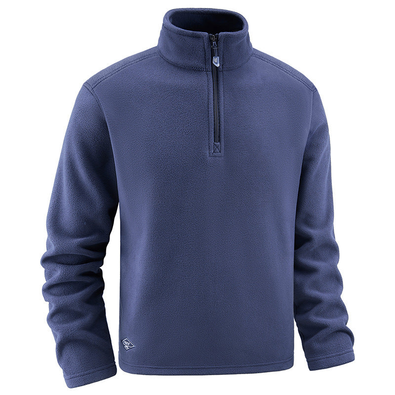 Men's fleece pullover with troyer collar and half zipper made of soft microfleece Chichicherry