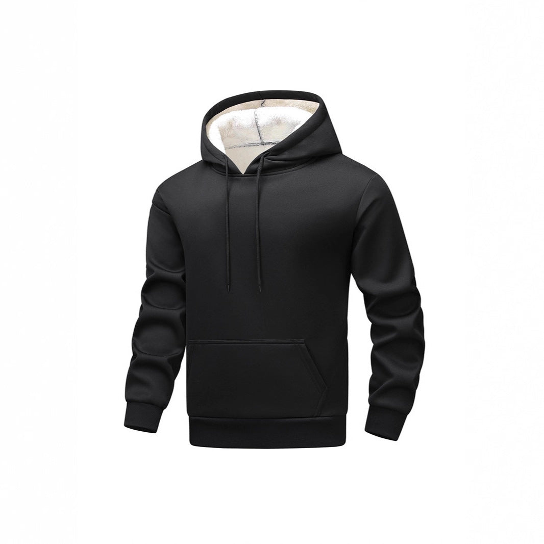 Men's Cozy Teddy Fleece Hoodie with Sherpa Lining and Kangaroo Pocket Chichicherry