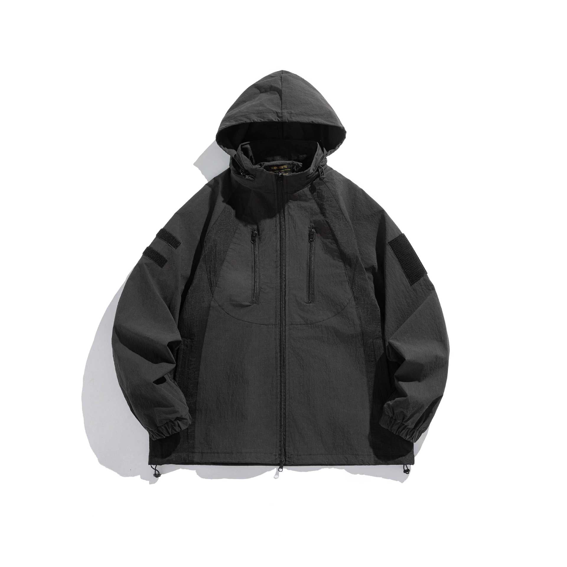 Men's Utility Hooded Parka with Concealed Zippers and Multifunctional Pockets Chichicherry