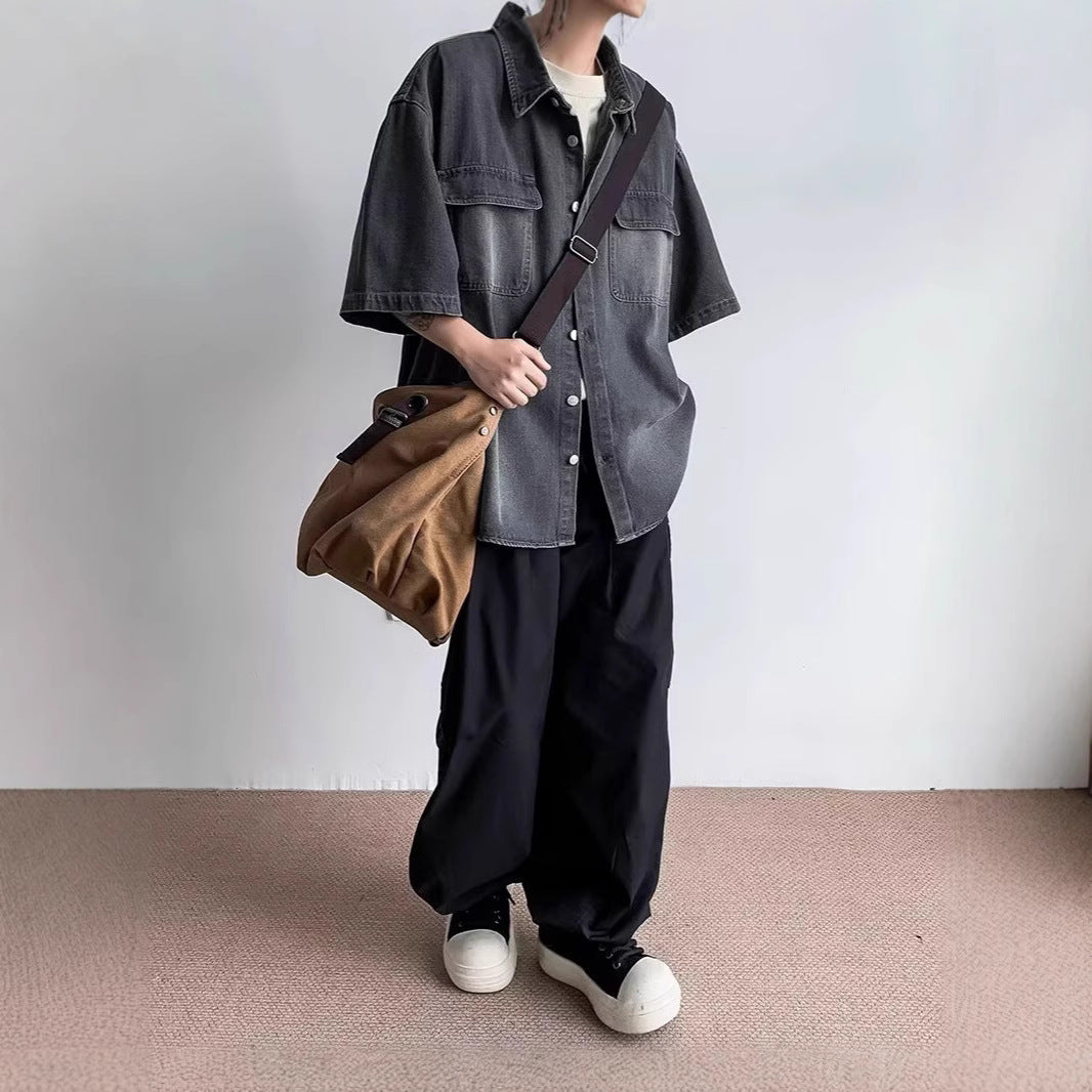 Men's Oversized Vintage Denim Shirt Chichicherry