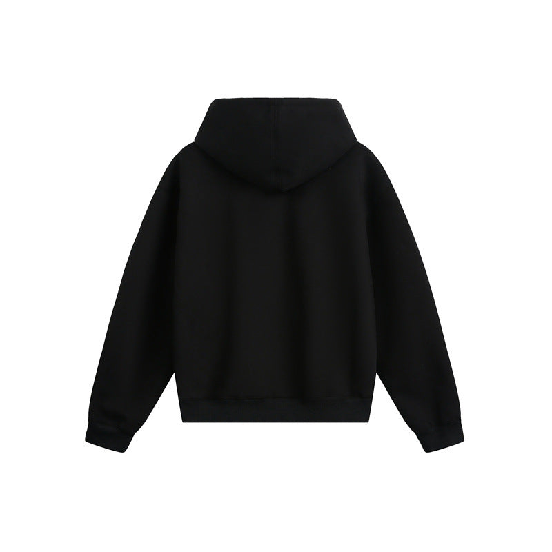 Unisex Oversize Hooded Zip Jacket with Two-Way Zipper and Statement Print Chichicherry