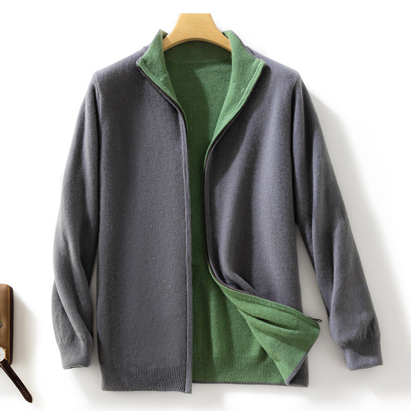 Women's Short-Cut Zip Knit Cardigan with Stand-Up Collar and Cashmere-Like Softness Chichicherry