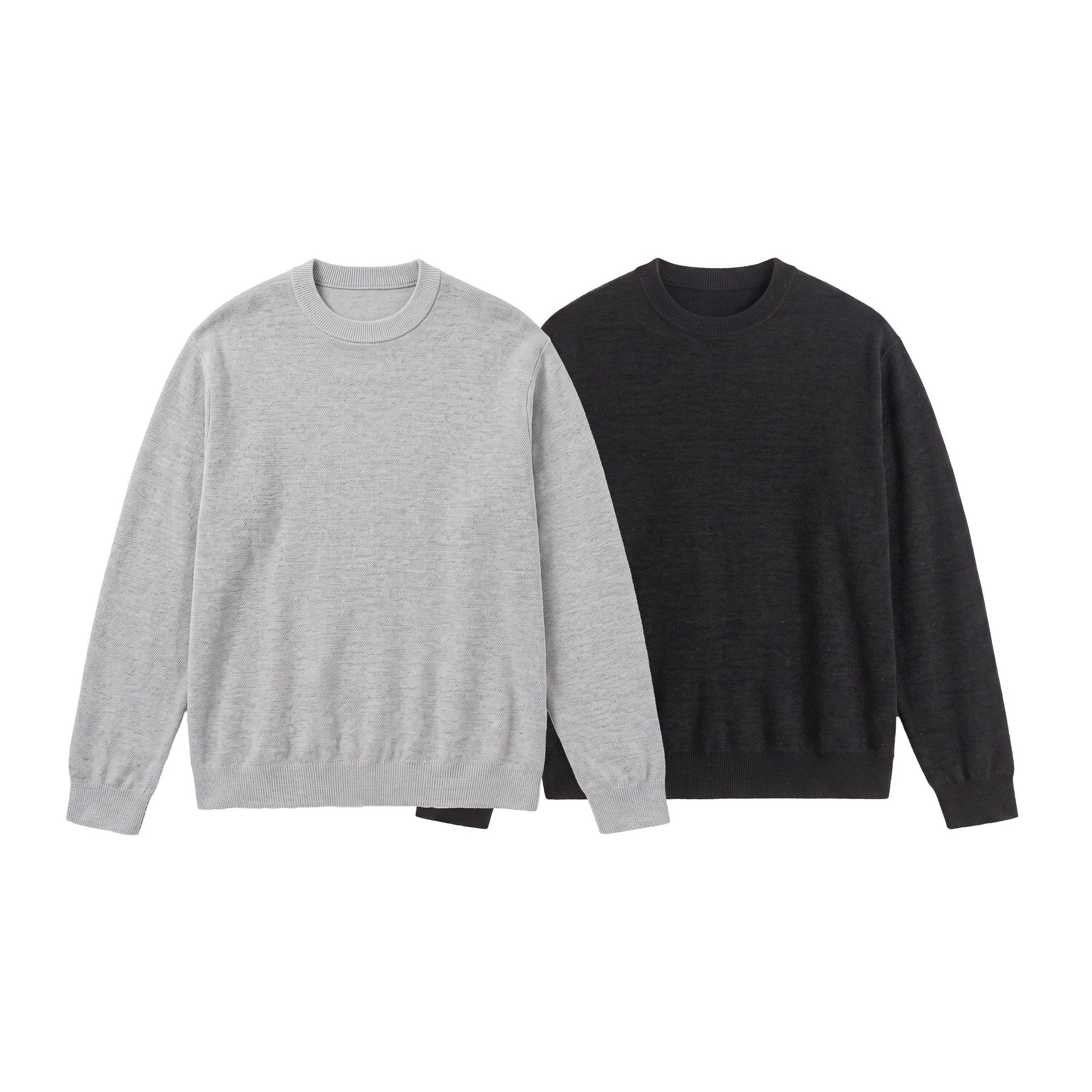 Men's Fine Crew Neck Sweatshirt made of Terry Fleece with Ribbed Hem