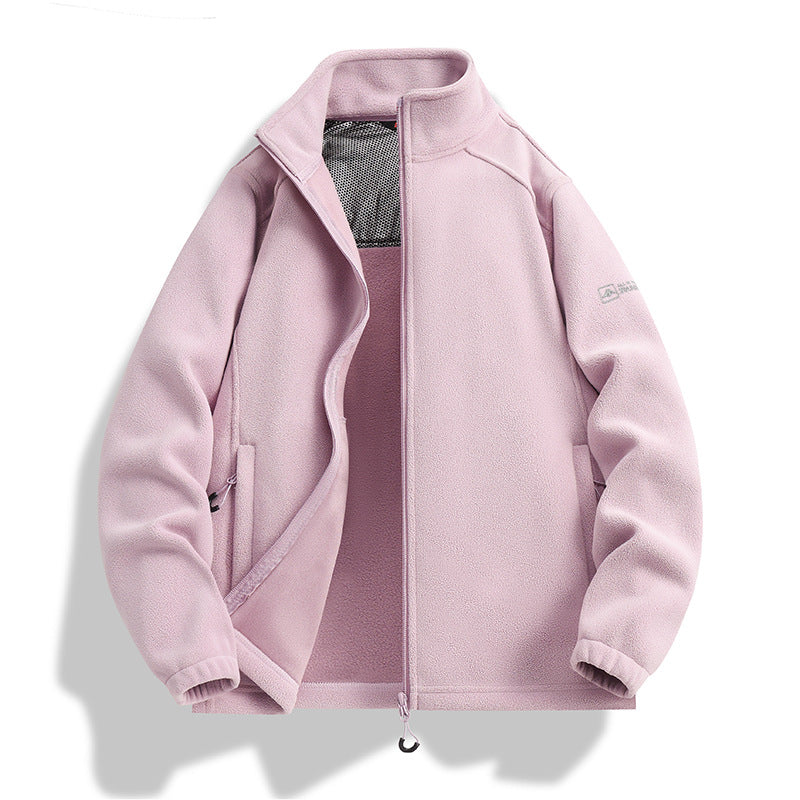 Men's fleece jacket with stand-up collar, wind-resistant microfleece and zippered pockets Chichicherry