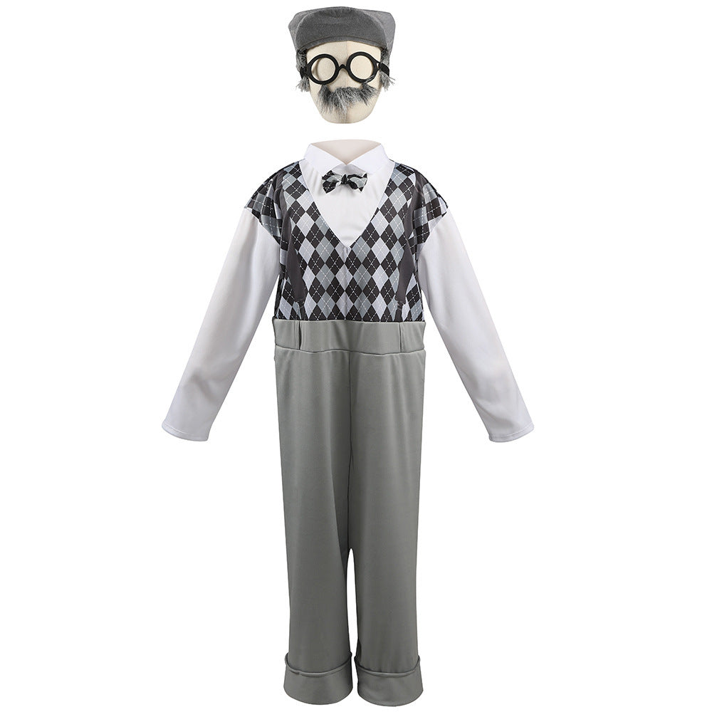 Men's carnival costume as a stylish grandfather with characteristic accessories Chichicherry