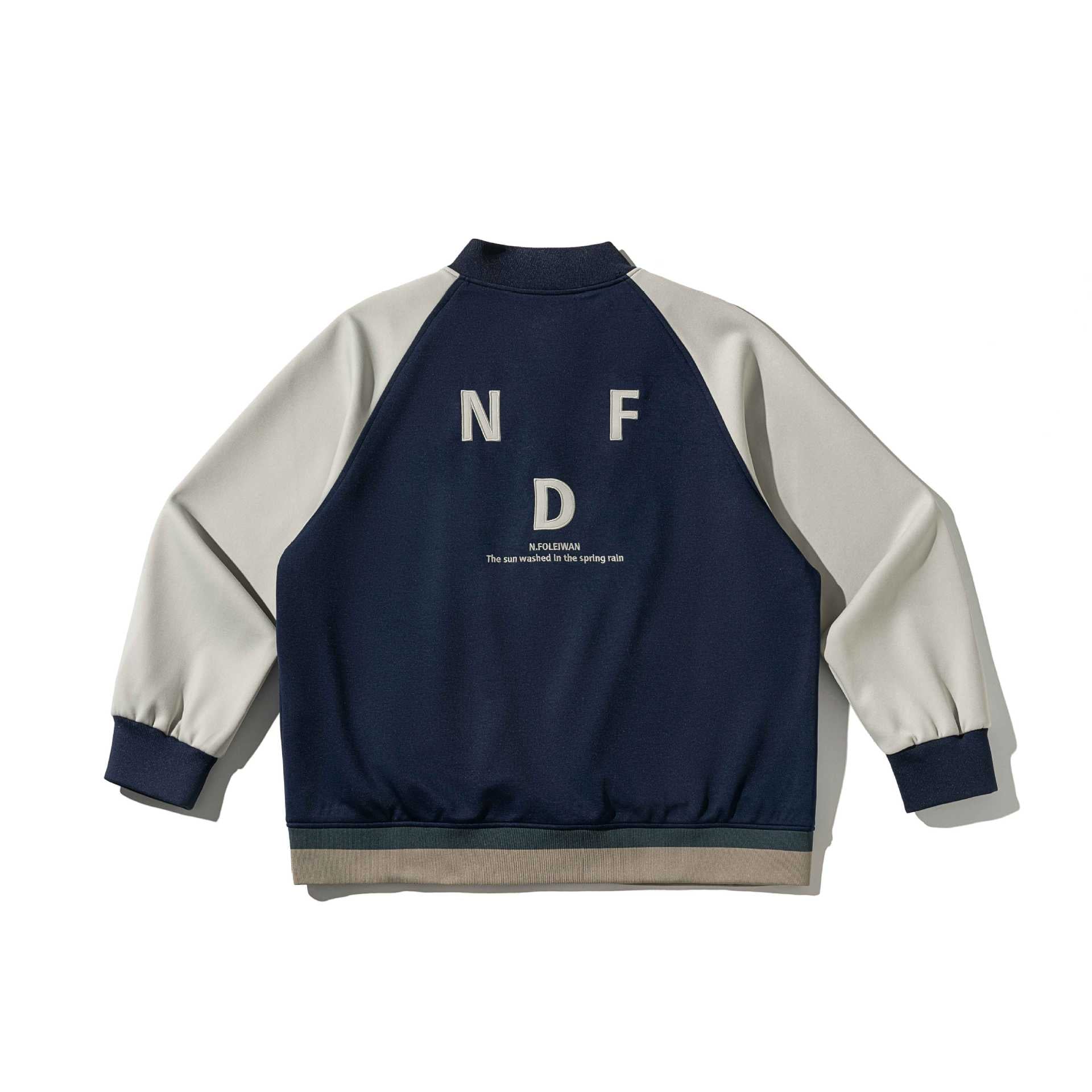 Unisex Short-cut College Bomber Jacket in Material Mix with Raglan Sleeves Chichicherry