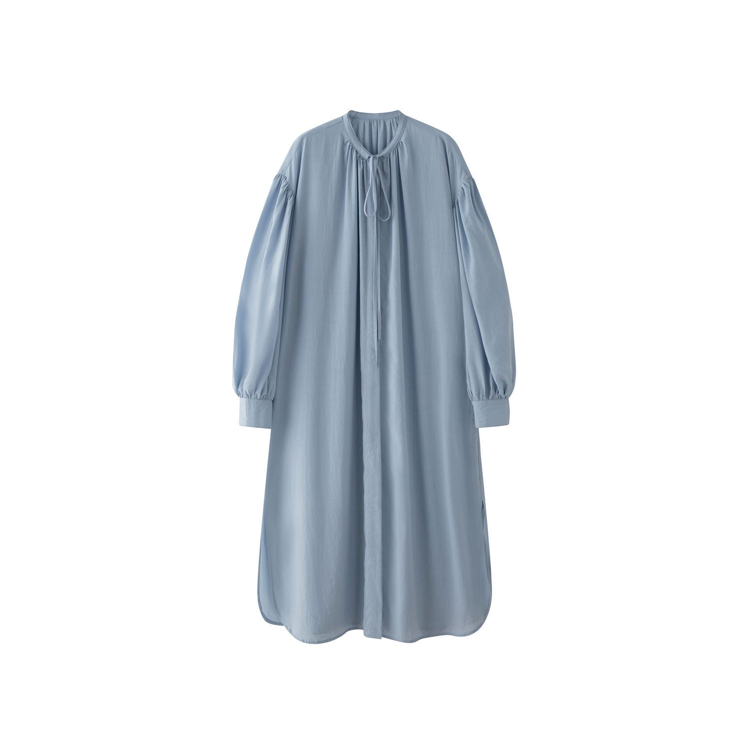 Ladies Soft Oversized Maxi Dress with Tied Collar and Balloon Sleeves Chichicherry