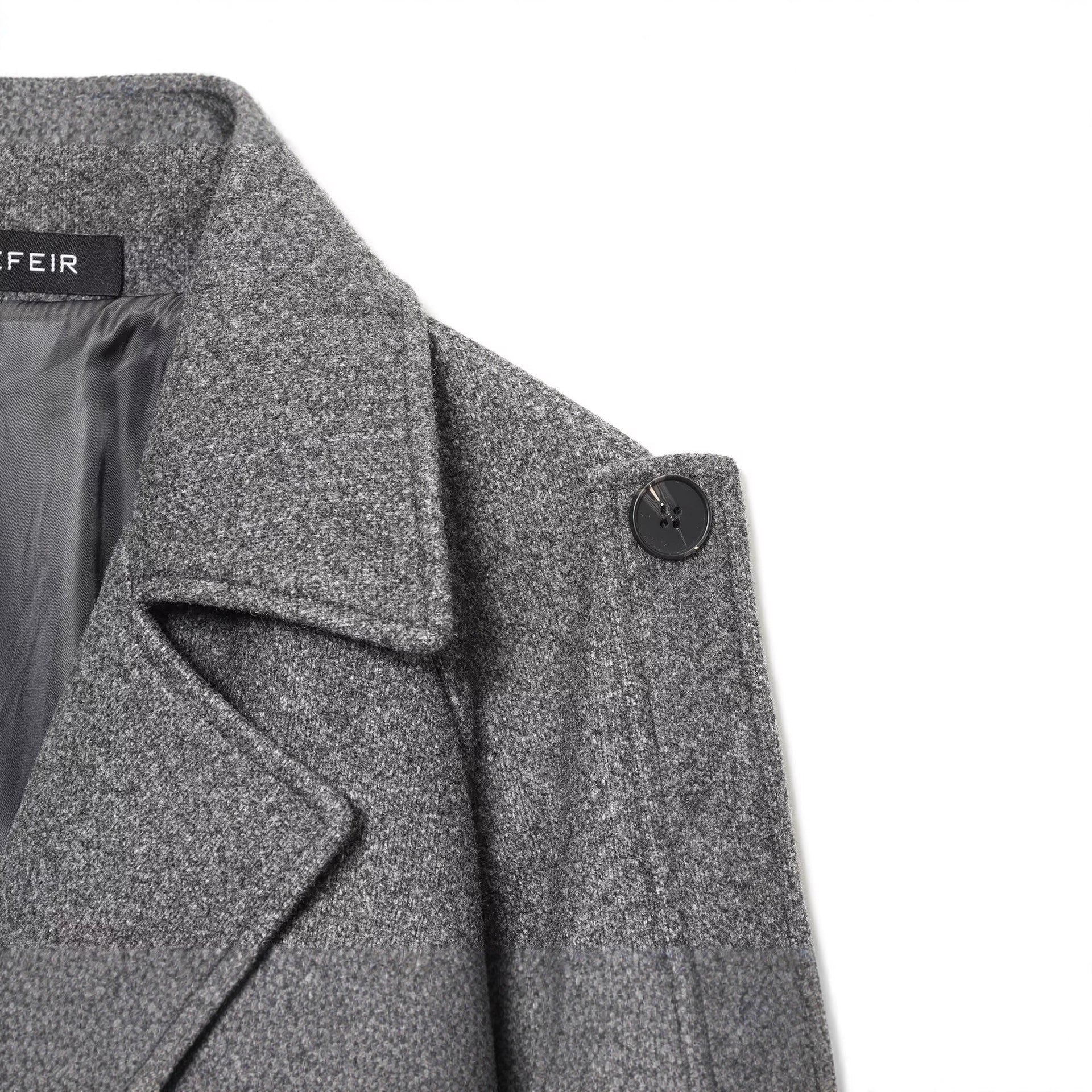 Women's Long Wool Trench Coat with Tie Belt Chichicherry