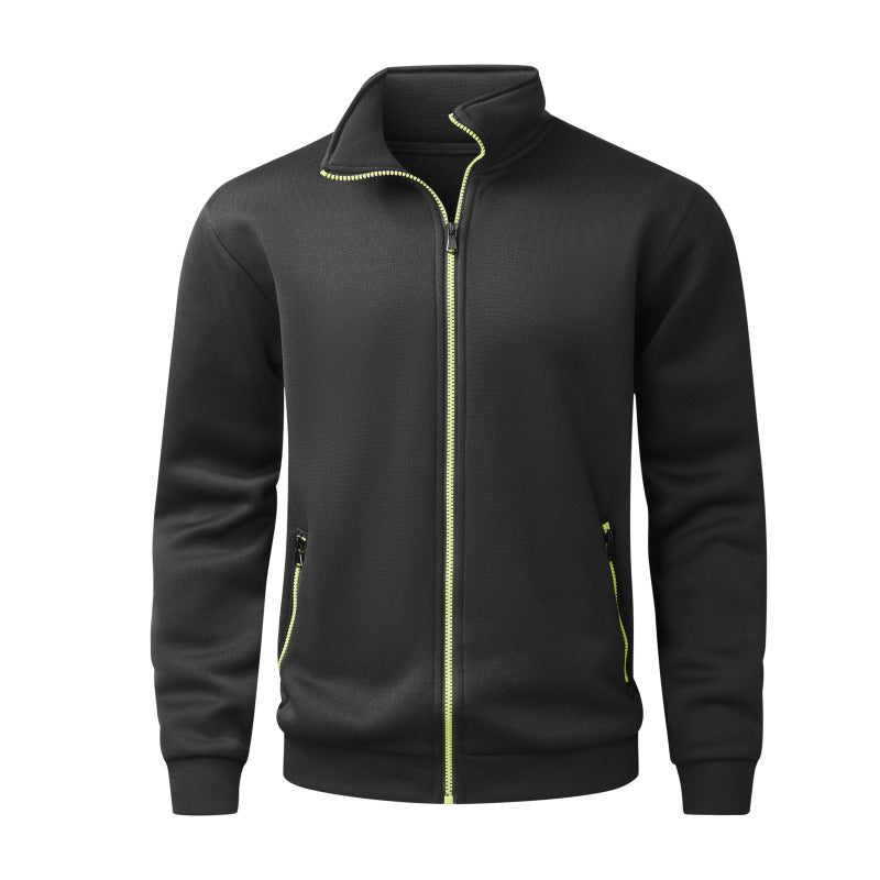 Men's fleece cardigan with full zip, stand collar & neon contrast details Chichicherry