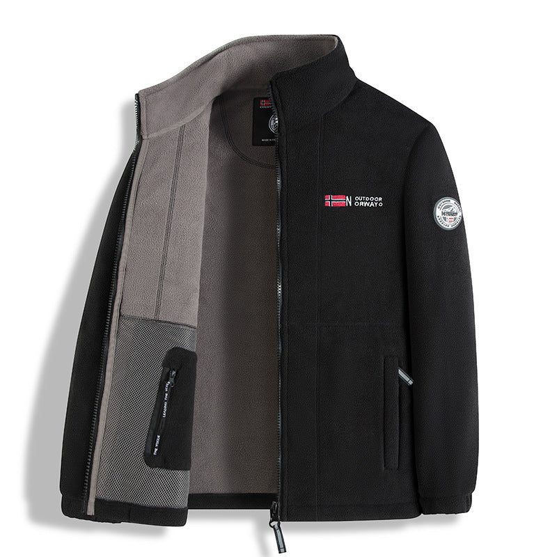 Men's fleece jacket with microfleece inner lining, stand-up collar and two-way zipper Chichicherry