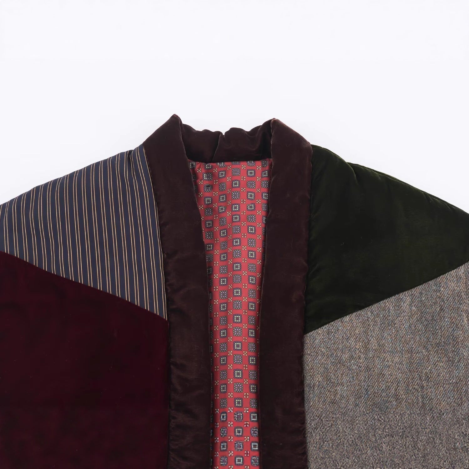 Women's Quilted Patchwork Vest with Voluminous Shawl Collar Chichicherry