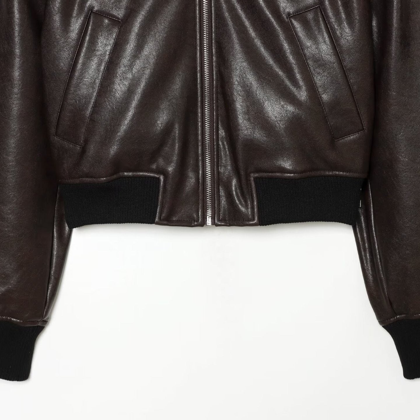 Men's leather-look bomber jacket in cropped style with ribbed cuffs Chichicherry