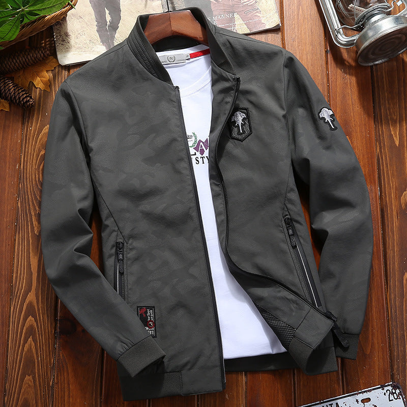 Men's Lightweight Softshell Bomber with Breathable Mesh Lining and Zipper Pockets Chichicherry