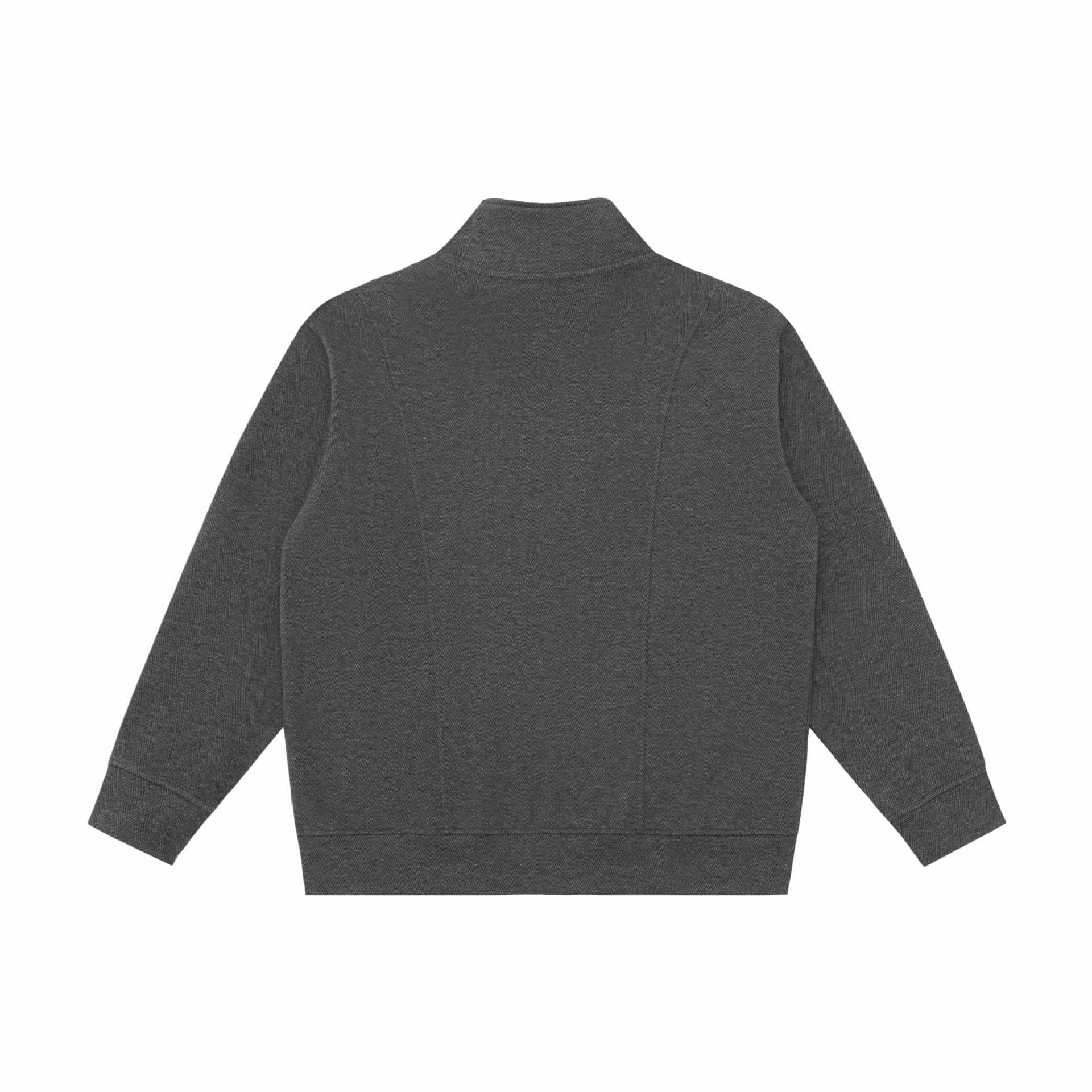 Unisex Lightweight Stand Collar Jacket made of Herringbone Structure with Full Zip Chichicherry