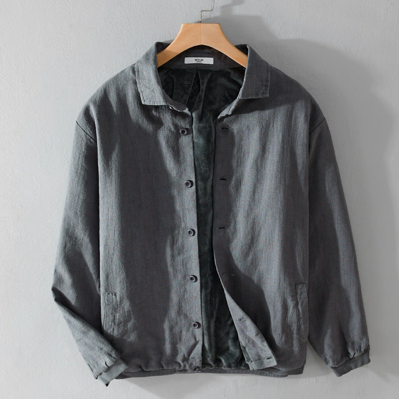 Men's Lined Overshirt Jacket made of Linen Blend Chichicherry