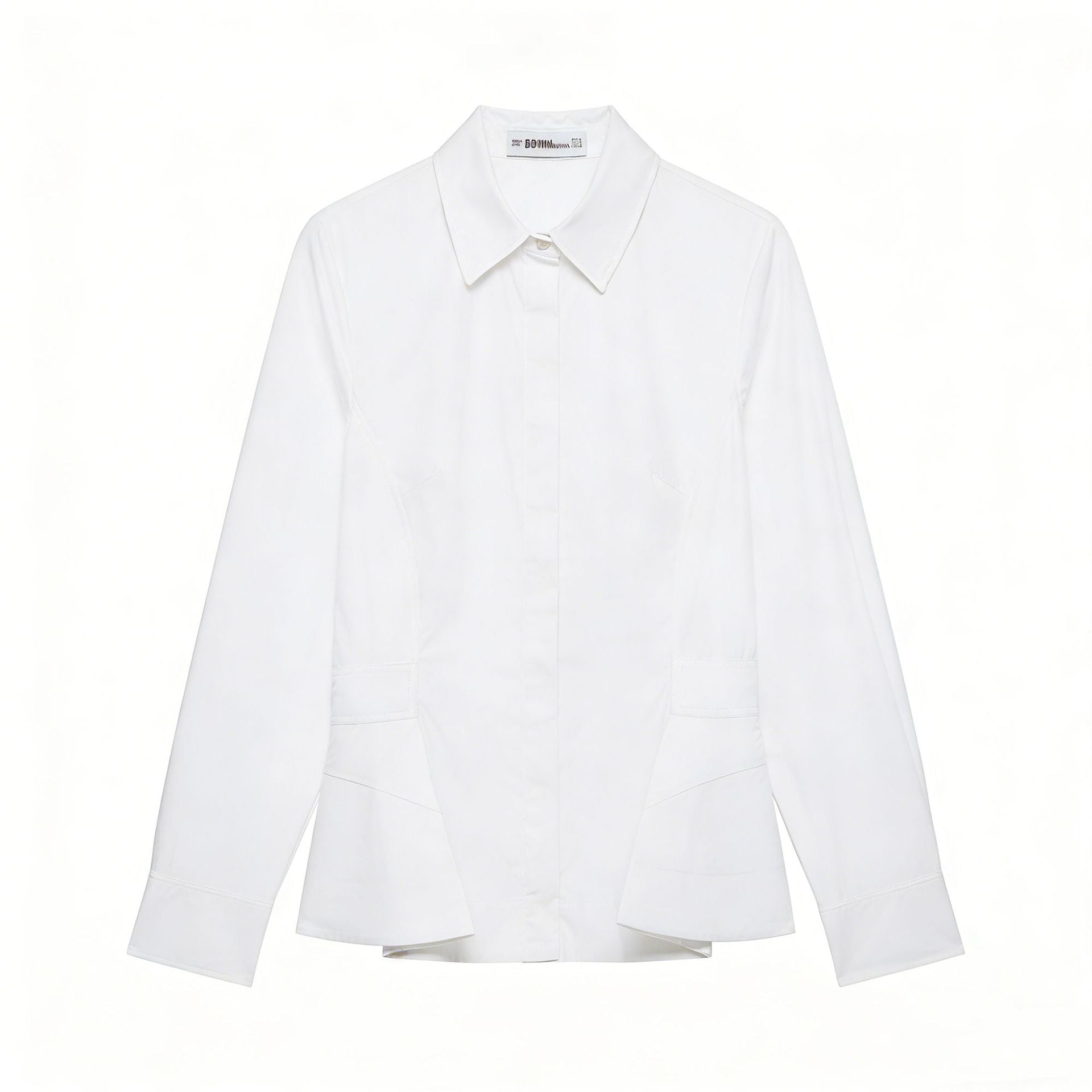 Women's Tailored Blouse Jacket with Peplum and Concealed Button Placket Chichicherry