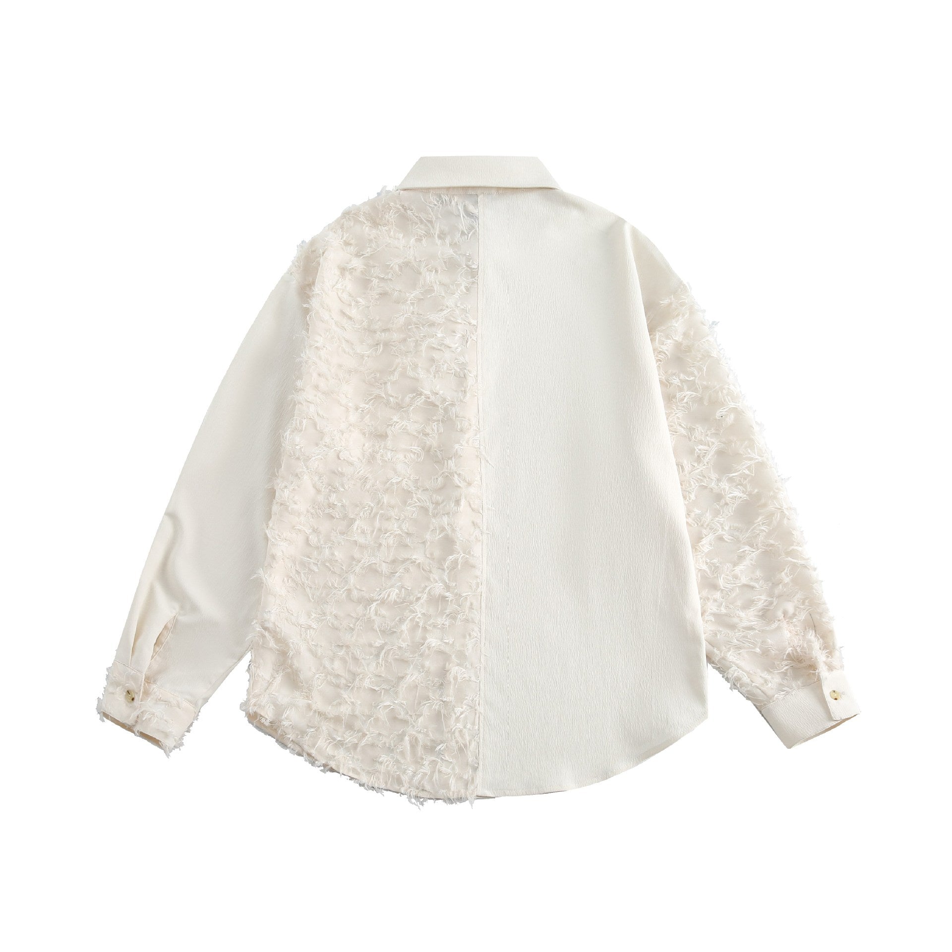 Women's blouse overshirt with fluffy fringe texture and Kent collar Chichicherry